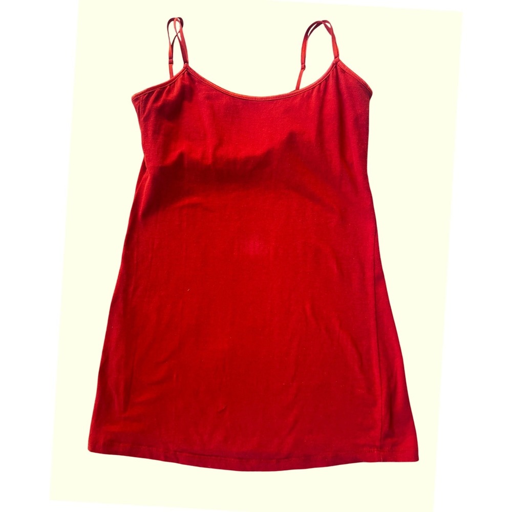 Bozzolo Women Cami L Red Adjustable Spaghetti Straps Shelf Bra Cotton Blend
